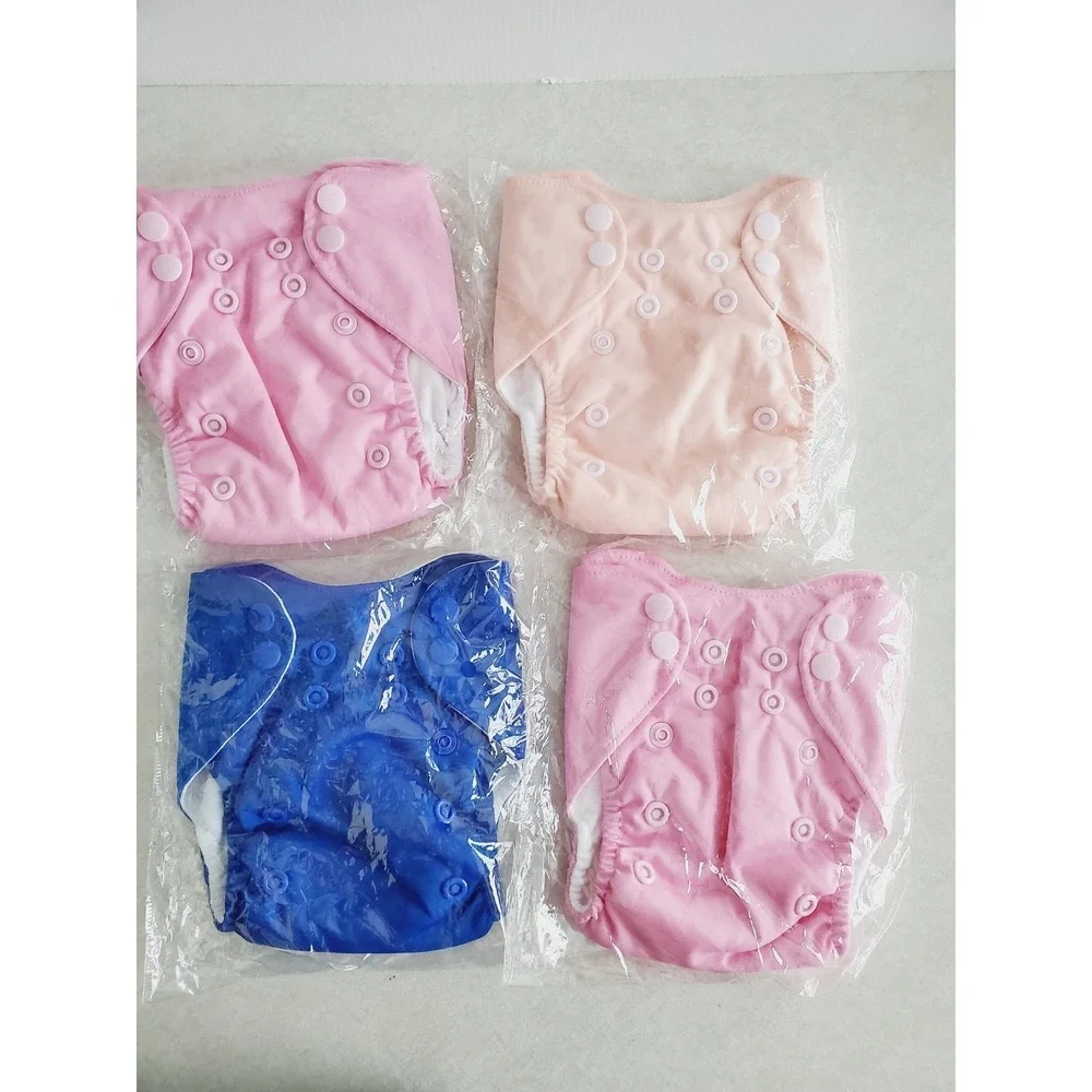 Reusable Cloth Pocket‎ Diaper Set Pink Blue Peach Adjustable One Size